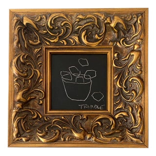 Sarah Trundle, Framed Abstract Still Life Painting, "Fruit Bown in Black and White" For Sale