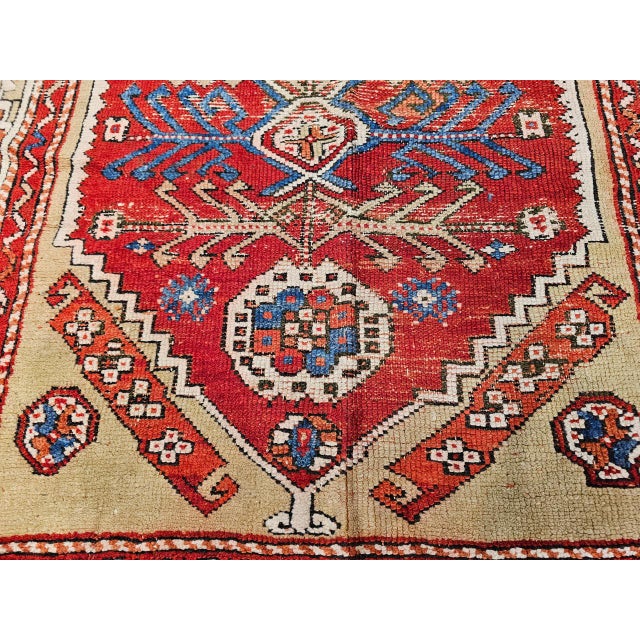 Turkish 19th Century Handwoven Anatolian Village Area Rug, Wool, Vegetable Dyed' 4' x 5' For Sale - Image 3 of 18