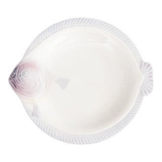 Art Deco French Longwy Majolica Fish Plate, Circa 1930 For Sale