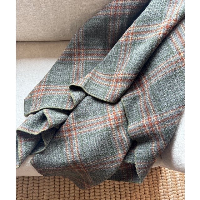 Traditional Vintage Plaid Throw Wool Blanket For Sale - Image 3 of 11