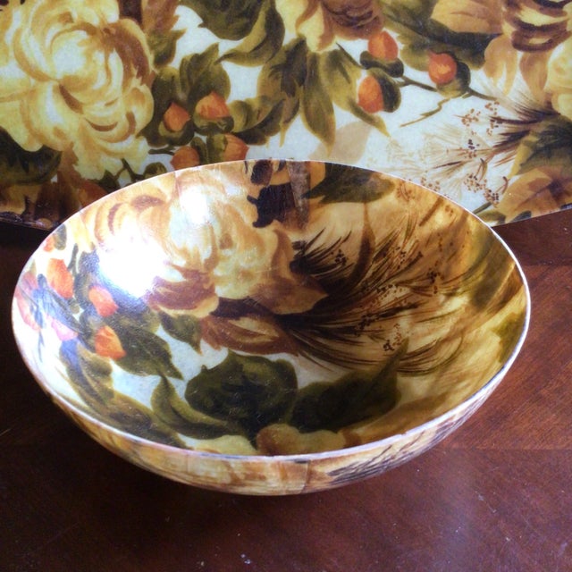 Plastic Mid-Century Modern Traymold Company Inc. Tray, 2 Large Serving Bowls, Danish Walnut Salad Serving Spoon and Fork-Set of 5 For Sale - Image 7 of 13