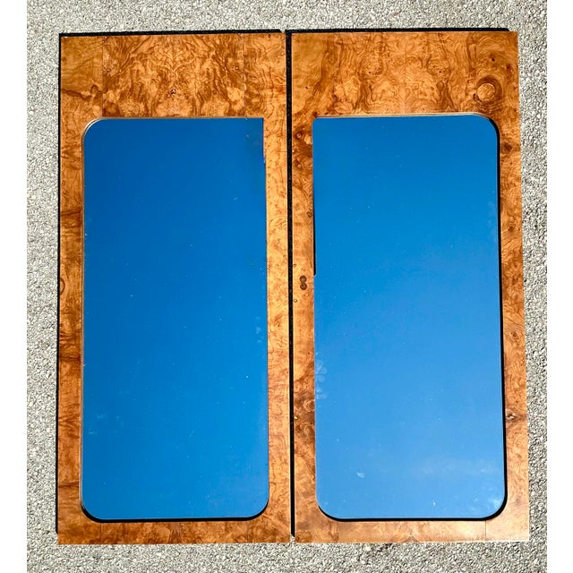 Wood Vintage 70s Burl Wood Mirror - A Pair For Sale - Image 7 of 12
