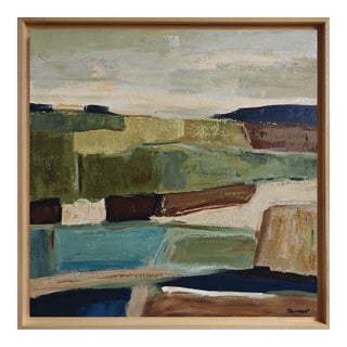 Au Dela Des Champs, Contemporary Abstract Landscape, Framed by Sophie Dumont For Sale