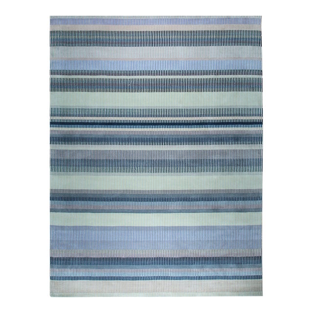 9x12 Jade Sophisticated Multicolor Mauve Striped Handmade Wool Carpet Rug For Sale