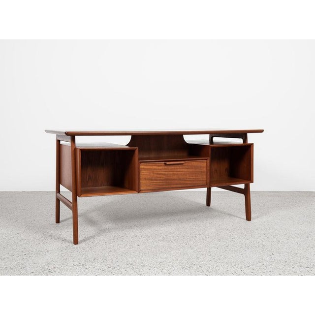 Mid-Century Modern Midcentury Danish Desk Known Model 75 in Teak attributed to Omann Jun 1960s For Sale - Image 3 of 13