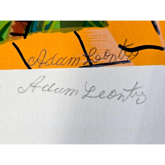 1970s Adam Leontus Art Naif Framed Serigraph Screen Print: Peacock For Sale - Image 18 of 18