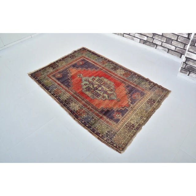 Red Anatolian Geometric Vintage Rug For Sale - Image 8 of 10