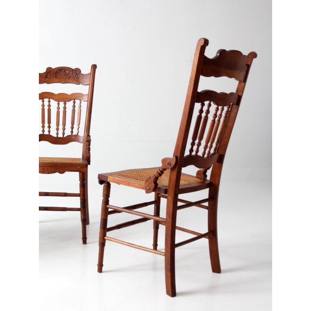 Antique Eastlake Revival Cane Seat Dining Chairs Set of 3 For Sale - Image 10 of 16