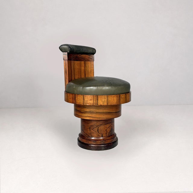 Art Deco Italian Wooden and Green Faux Leather Chairs, 1930s, Set of 3 For Sale - Image 12 of 18