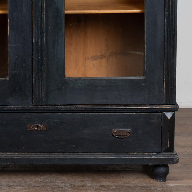 Early 20th-Century Hungarian Black Painted Display Cabinet Bookcase For Sale - Image 10 of 12