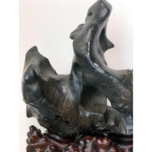 Large Chinese Lingbi Scholar Stone on Stand For Sale - Image 12 of 13
