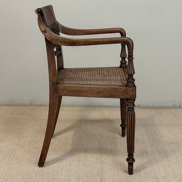 Wood 19th Century British Mahogany Edwardian Hand-Carved Armchair For Sale - Image 7 of 18