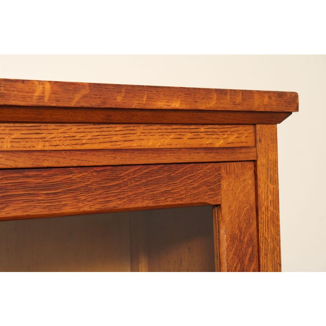 Antique Mission Oak Sliding Glass Door Bookcase For Sale - Image 9 of 18