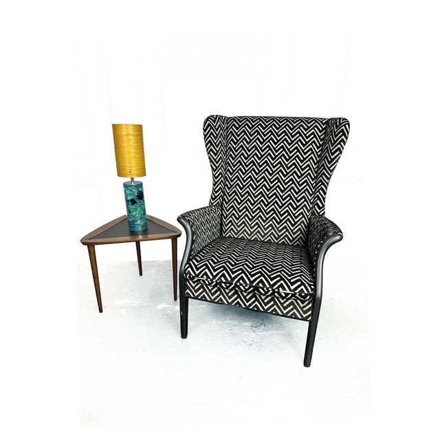 Mid-Century Modern #750 Froxfield Wing Back Chair in Mono Velvet Jacquard by Parker Knoll, 1980s For Sale - Image 3 of 12