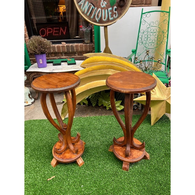 1970s 1970s Pair of Art Deco Side Wooden Tables For Sale - Image 5 of 9