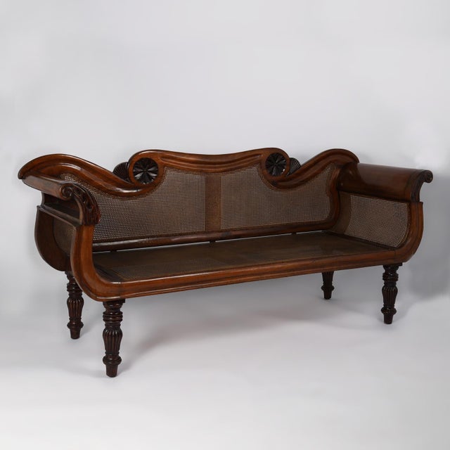 Antique West Indies Carved and Caned Settee or Sofa For Sale - Image 4 of 11