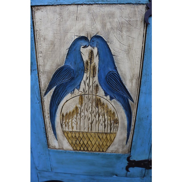 Country Painted Milk Cupboard With Blue Birds For Sale - Image 16 of 16