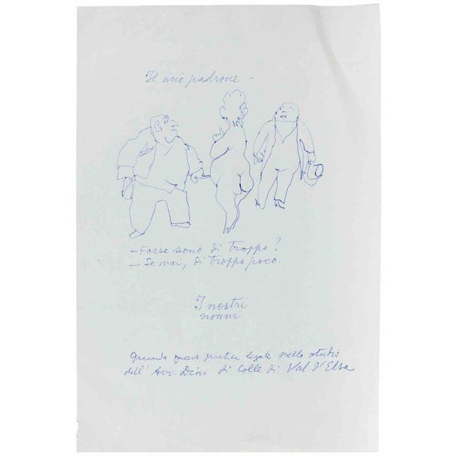 Pen drawing on paper. Not signed. Good condition. This piece is attributed to the mentioned designer/maker. It has no...