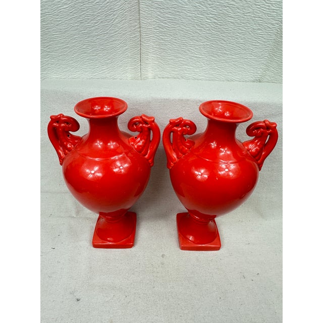 Vintage Style Red Urns-a Pair For Sale - Image 11 of 11
