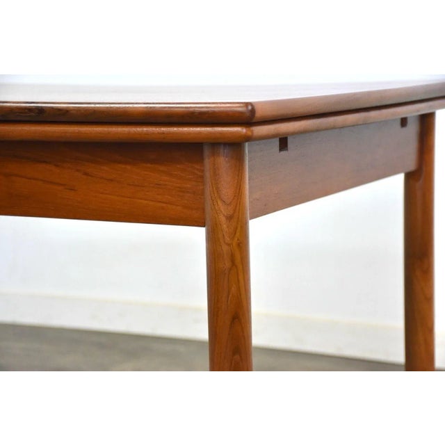 1960s Danish Modern Teak Draw Leaf Dining Table For Sale - Image 10 of 10