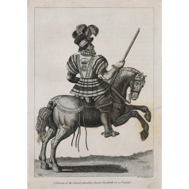 19th Century Engraving of a Mounted Dragoon on Horseback in Suit of Armour 1801 For Sale - Image 4 of 4