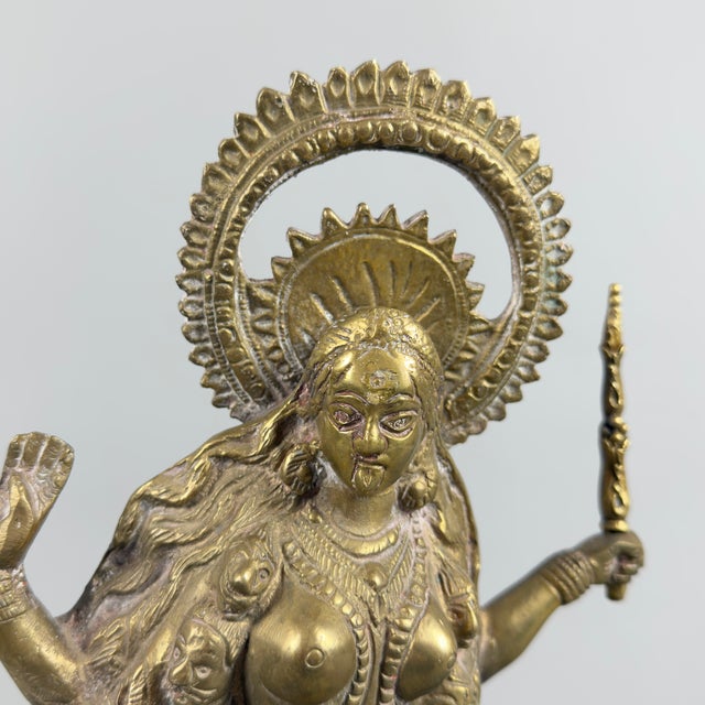 Artigianale, Antica Scultura In Bronzo Divinità Indù Kali Su Shiva Esposizione XX Sec., Bronze For Sale - Image 6 of 14