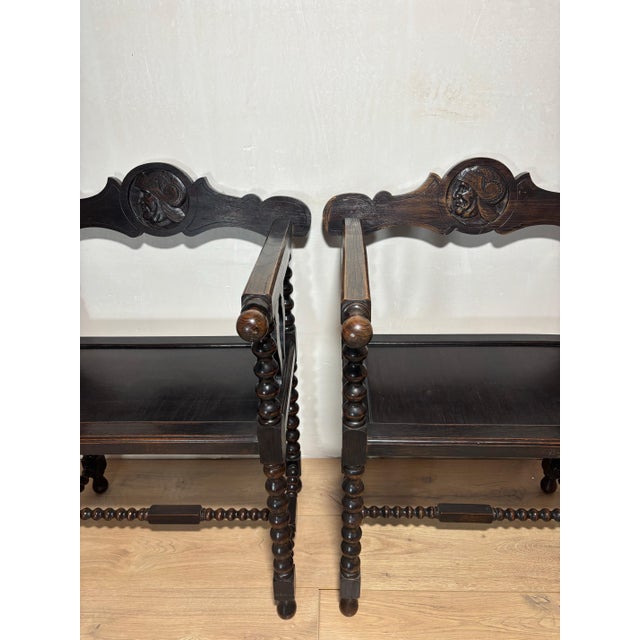 Pair of Spanish Barley Twist Armchairs, Baroque Revival, Early 20th Century For Sale - Image 12 of 13