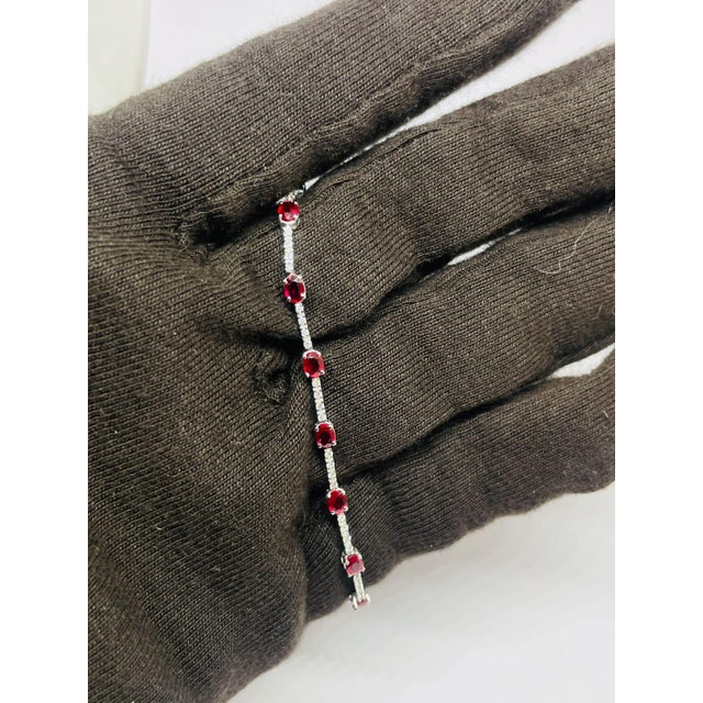 Red Elegant 18k Gold Ruby 2.84ct & Diamond 0.39ct Bracelet, New For Sale - Image 8 of 8