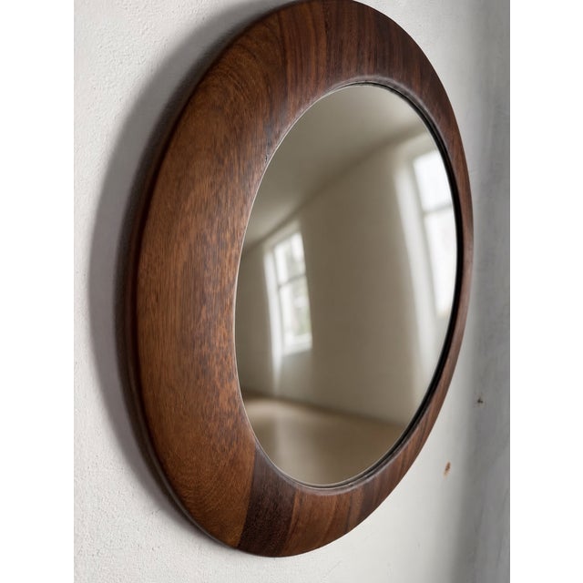 Brown Large Handcrafted Convex Mirror in Wood from Rampel Designs, 1990s For Sale - Image 8 of 8
