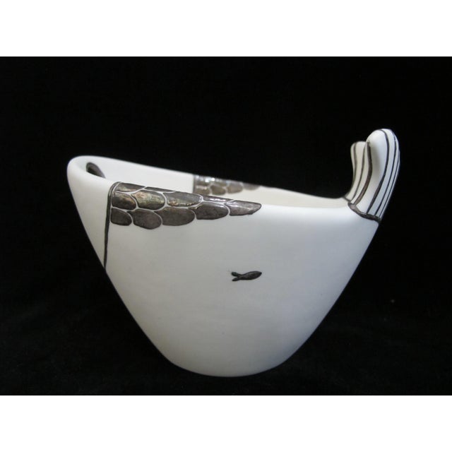 Emilia Castillo Mexico Sterling Silver Pottery Fish Ramen Bowl With Chopsticks For Sale In Portland, OR - Image 6 of 12