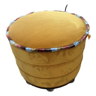 Wesley Hall Round Velvet Ottomans For Sale
