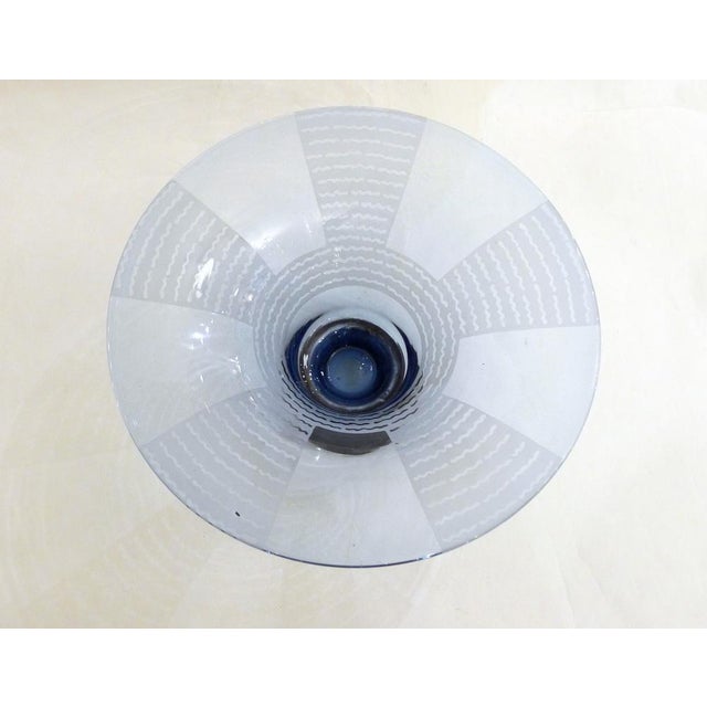 Large Art Deco Wood and Blue Glass Bowl with Graphic Decor, 1930s For Sale - Image 10 of 13