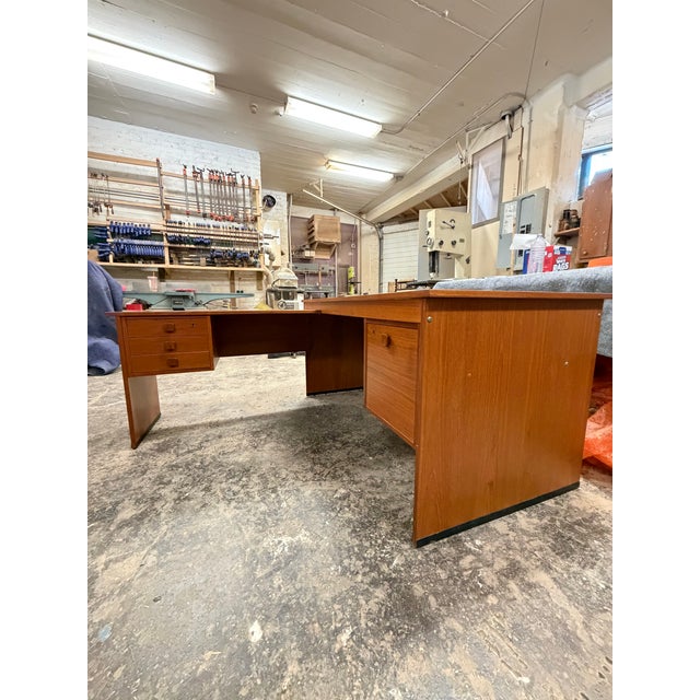 Mid-Century Modern 1950s Mid Century Modern Teak “L” Desk For Sale - Image 3 of 7