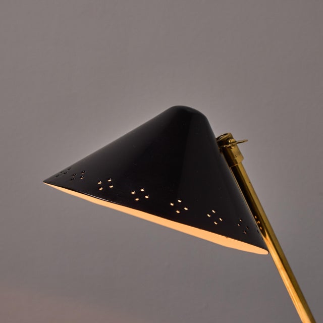 1950s Erik Warna 'Gk14' Black and Brass Perforated Shade Table Lamp For Sale - Image 13 of 18