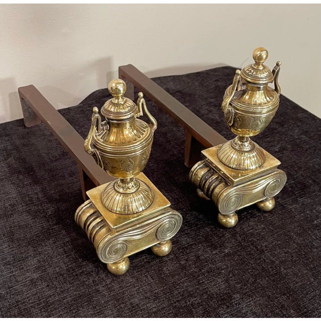 Mid 19th Century Brass Andirons, of Proportions - a Pair For Sale - Image 10 of 13