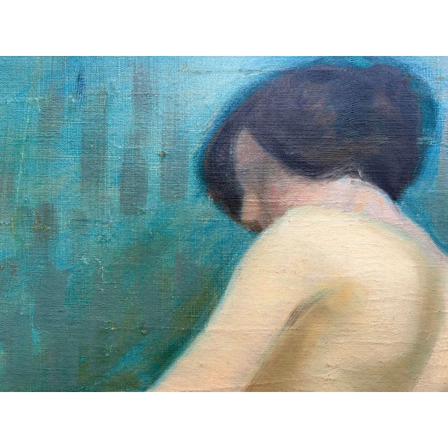 Elongated Female Nude, Early 20th Century, Oil Painting on Canvas For Sale - Image 7 of 11
