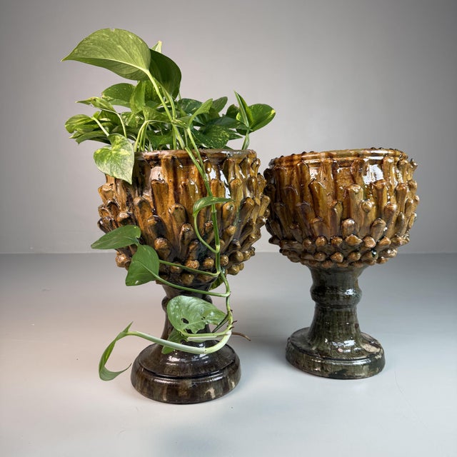 Ceramic Plant Stands by Rocco Condurso, Italy, 1980s, Set of 2 For Sale - Image 6 of 13