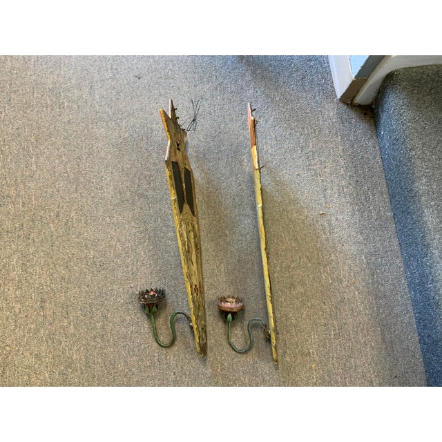 Pair of Carved Wood Sconces With Mirrored Panels. For Sale - Image 4 of 7