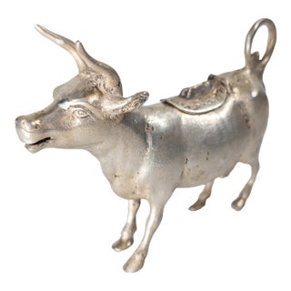 19th Century 800 Silver German Cow Form Creamer For Sale