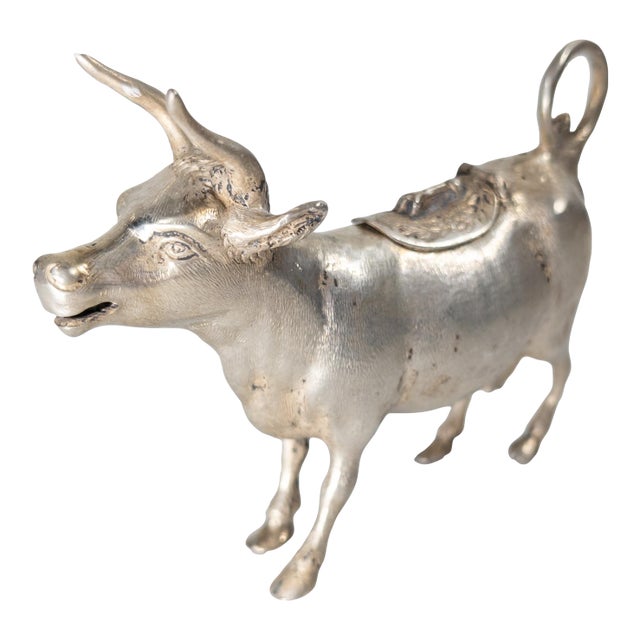 19th Century 800 Silver German Cow Form Creamer For Sale