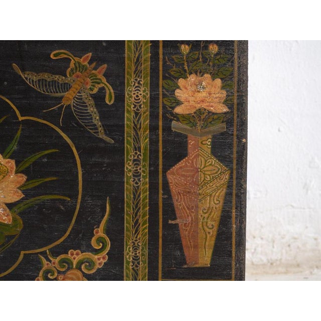 Brown Antique Chinese Painted Trunk For Sale - Image 8 of 12