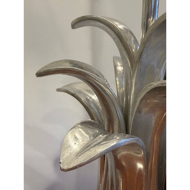 Vintage 1970s Aluminum Tropical Leaf/Palm Table Lamps - a Pair For Sale - Image 4 of 10