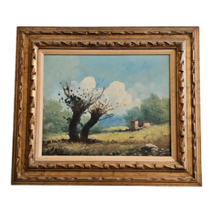 Vintage Landscape Painting, Oil on Canvas, Signed