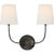 Thomas O'Brien for Visual Comfort Signature Vendome Double Sconce in Bronze with Linen Shades For Sale