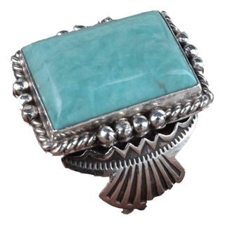 sz11.75 Sterling Turquoise Calladito Navajo ring For Sale