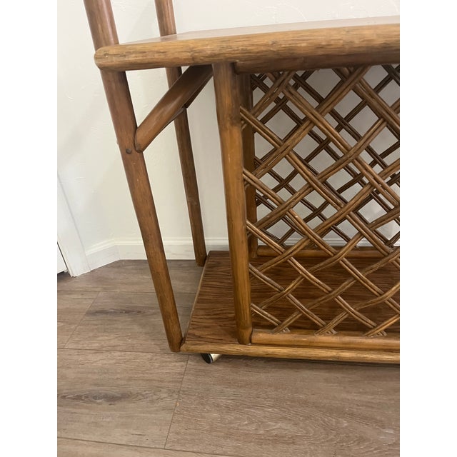 Mid Century Bamboo Bar Cart or Trolley with Trellis Design This piece can add a coastal beach vibe, Hollywood regency or...