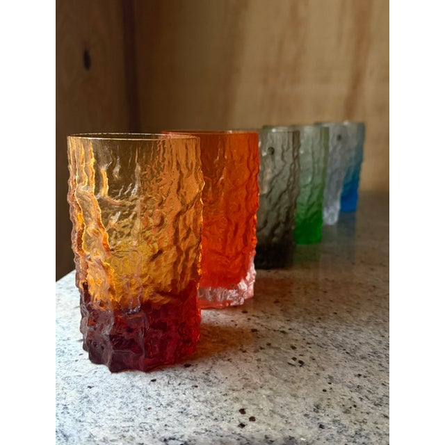Italian Textured Bark Glasses in the style of Geoffrey Baxter, 1960s, Set of 6 For Sale - Image 11 of 18