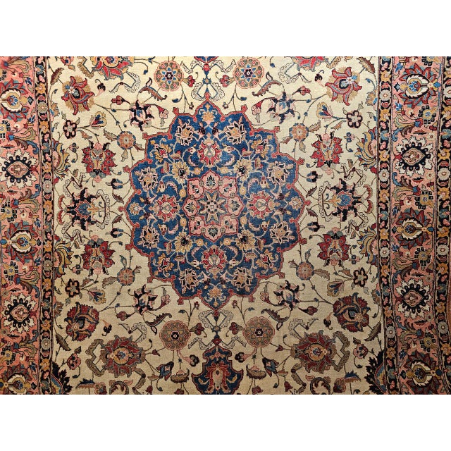 Vintage Persian Tabriz Rug, Hand-Knotted Wool, Palmettes & Sickle Leaves Pattern, Blue & Ivory, 8x12 For Sale - Image 9 of 15