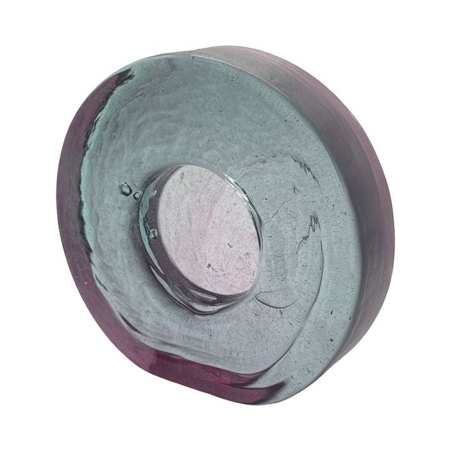 Late 20th Century Late 20th Century Organic Hand Blown Studio Art Glass Portal Sculpture in Amethyst and Aqua For Sale - Image 5 of 7