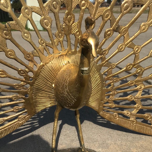 Mid Century Modern Cast Brass Peacock Fireplace Screen ...
